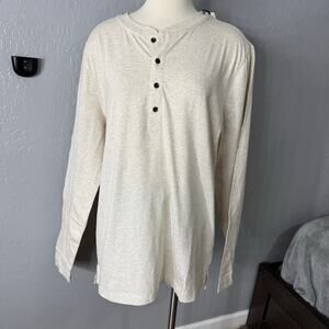 Banana Republic Soft Wash Henley T-Shirt, Heather Oatmeal, L Tall 502690